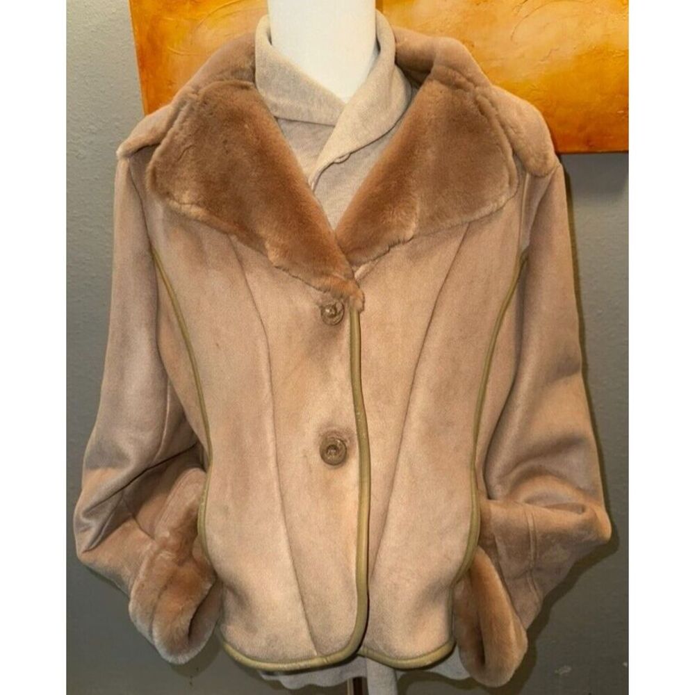 Harold Powell's Ladies Faux Shearling Suede Coat‎ XL Button Front - SUPER SOFT